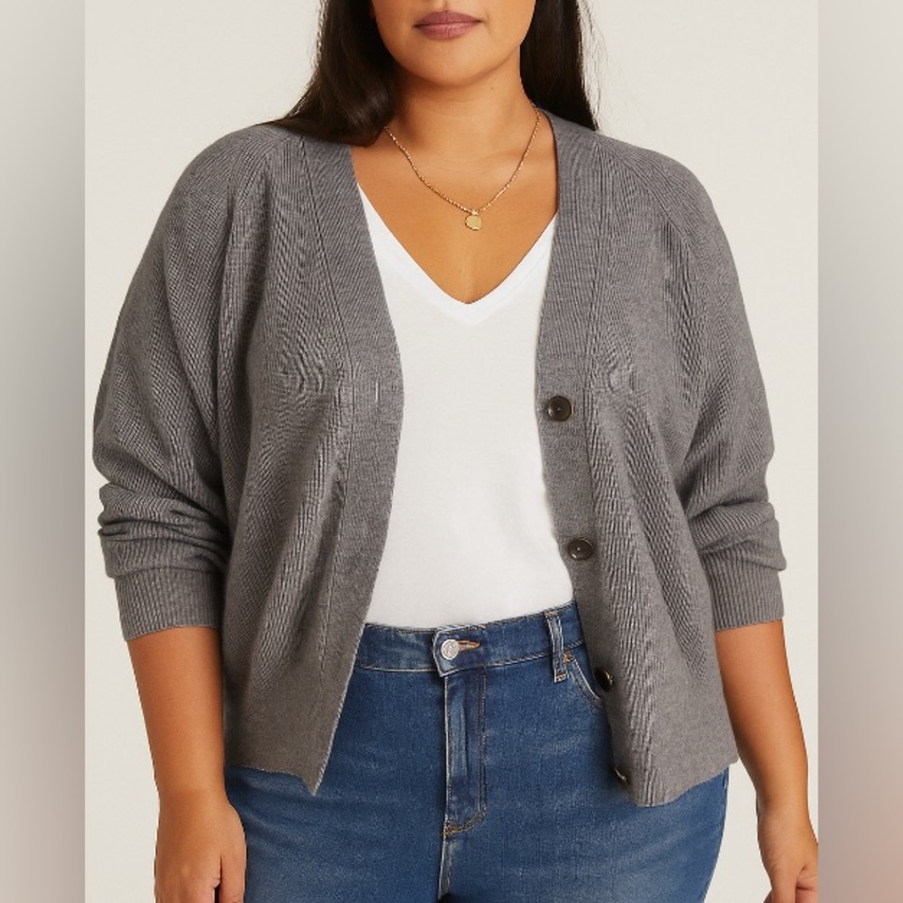 UNIVERSAL STANDARD Better-Than-Wool Grey Cardigan Sweater 18/20
